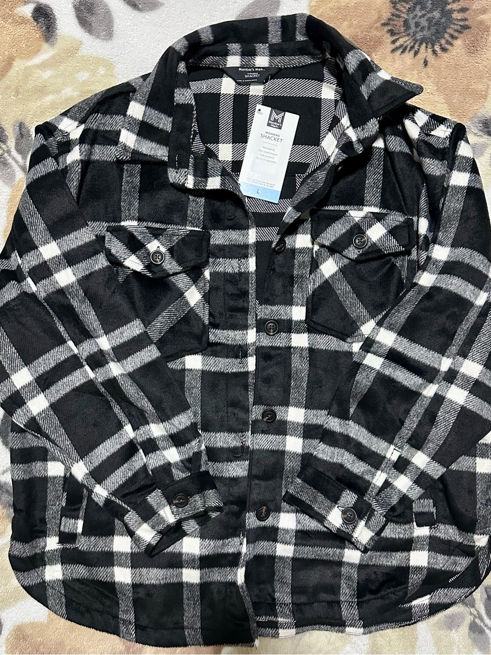 Classic Black & White Plaid Shacket - Womens